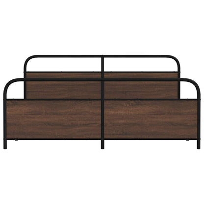 vidaXL Metal Bed Frame without Mattress Brown Oak 183x213 cm