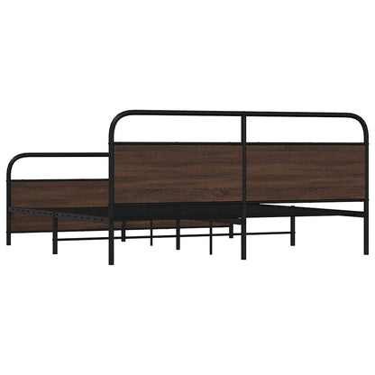 vidaXL Metal Bed Frame without Mattress Brown Oak 193x203 cm