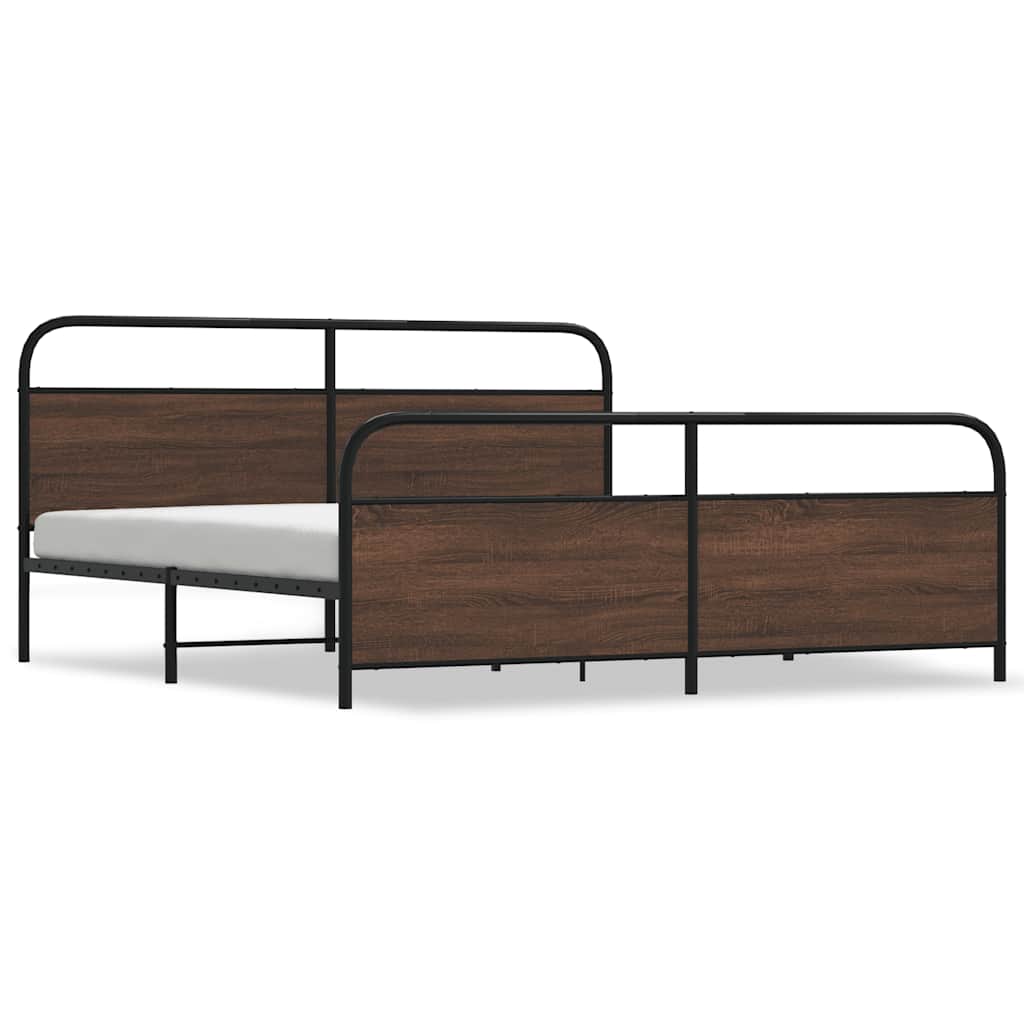 vidaXL Metal Bed Frame without Mattress Brown Oak 200x200 cm