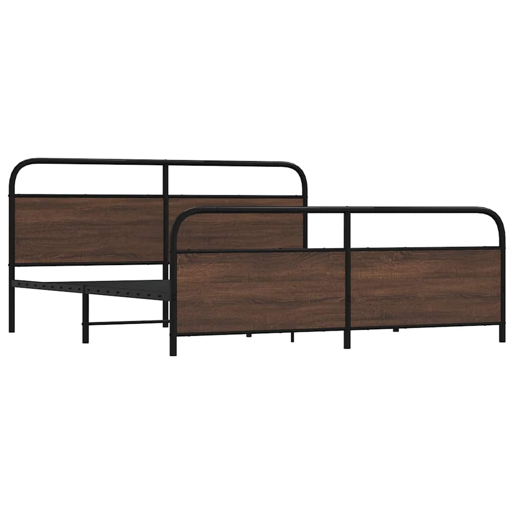 vidaXL Metal Bed Frame without Mattress Brown Oak 200x200 cm