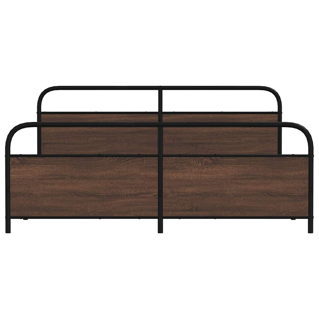 vidaXL Metal Bed Frame without Mattress Brown Oak 200x200 cm