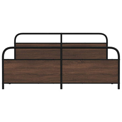 vidaXL Metal Bed Frame without Mattress Brown Oak 200x200 cm