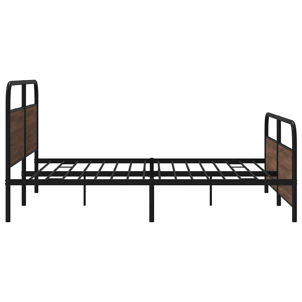 vidaXL Metal Bed Frame without Mattress Brown Oak 200x200 cm