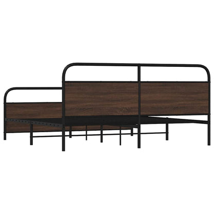 vidaXL Metal Bed Frame without Mattress Brown Oak 200x200 cm
