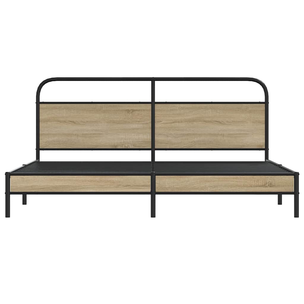 vidaXL Metal Bed Frame without Mattress Smoked Oak 180x200 cm Super King