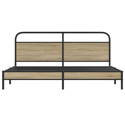 vidaXL Metal Bed Frame without Mattress Smoked Oak 180x200 cm Super King