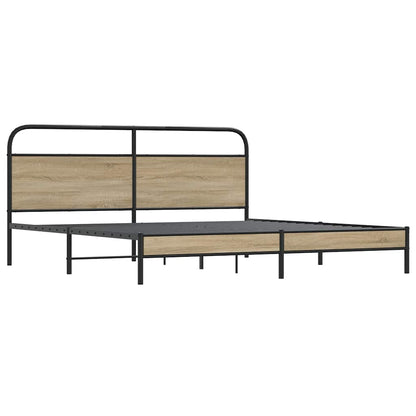 vidaXL Metal Bed Frame without Mattress Smoked Oak 183x213 cm