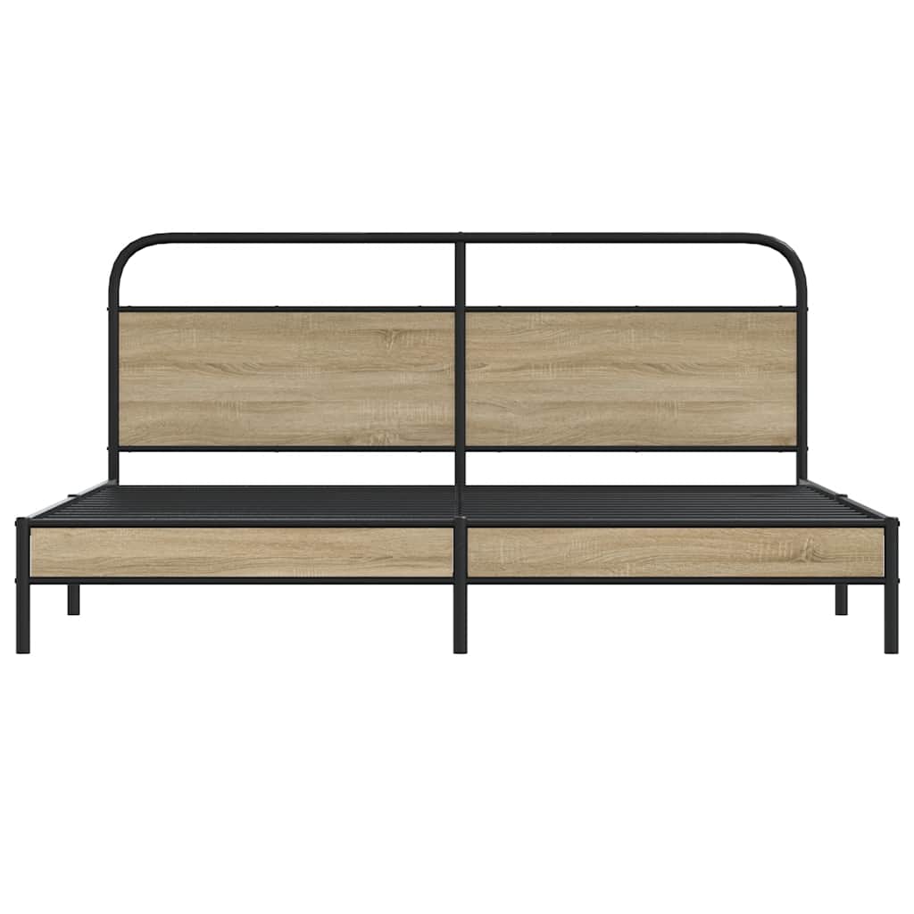 vidaXL Metal Bed Frame without Mattress Smoked Oak 200x200 cm