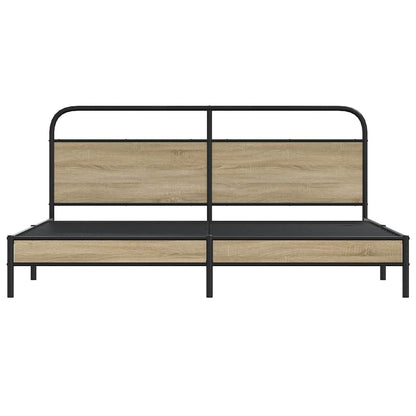 vidaXL Metal Bed Frame without Mattress Smoked Oak 200x200 cm