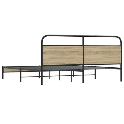 vidaXL Metal Bed Frame without Mattress Smoked Oak 200x200 cm