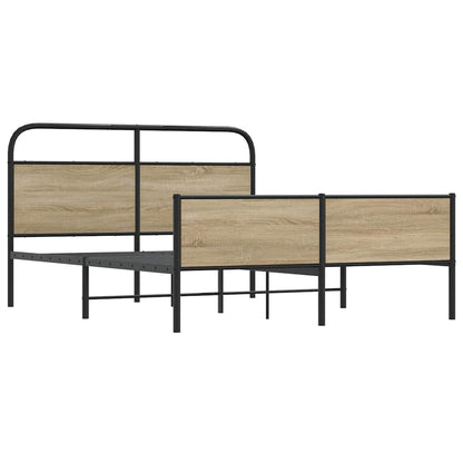 vidaXL Metal Bed Frame without Mattress Smoked Oak 160x200 cm