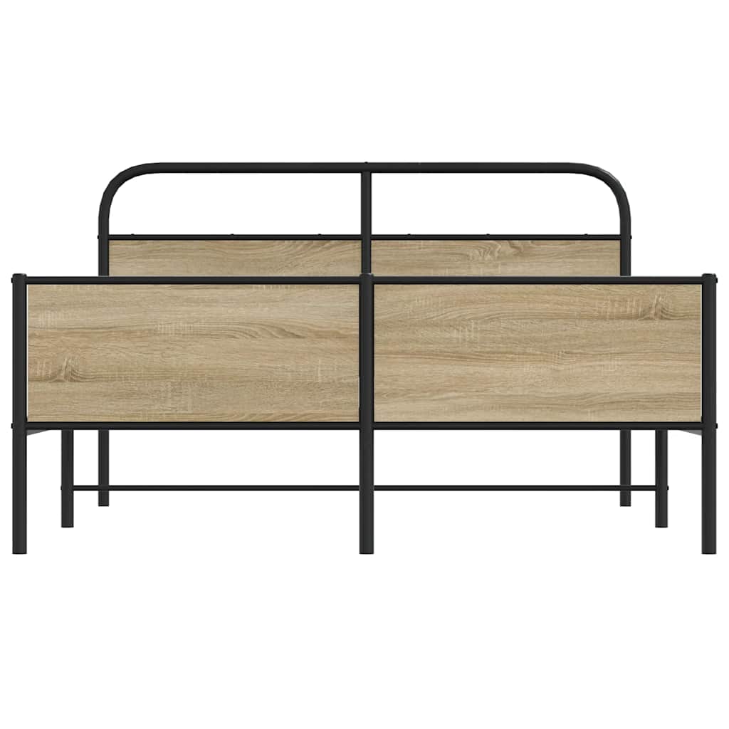 vidaXL Metal Bed Frame without Mattress Smoked Oak 160x200 cm