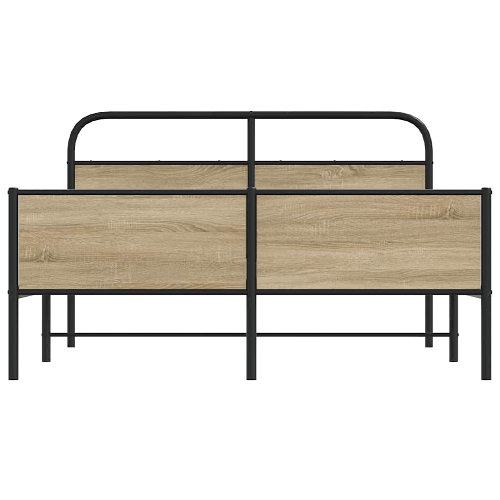 vidaXL Metal Bed Frame without Mattress Smoked Oak 180x200 cm Super King