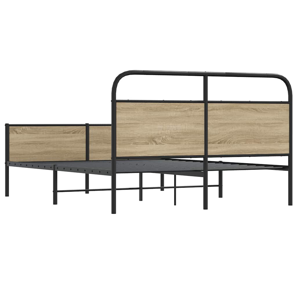 vidaXL Metal Bed Frame without Mattress Smoked Oak 180x200 cm Super King