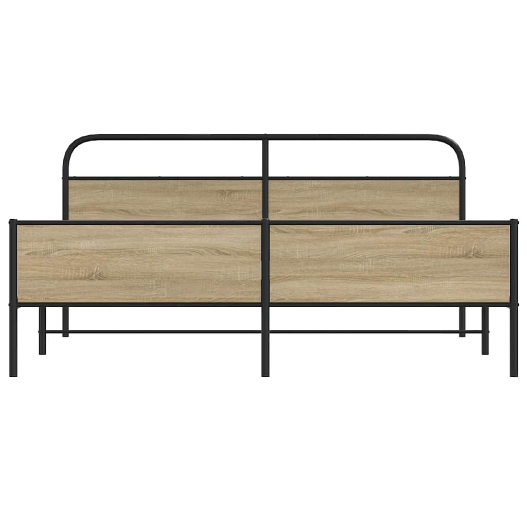 vidaXL Metal Bed Frame without Mattress Smoked Oak 183x213 cm