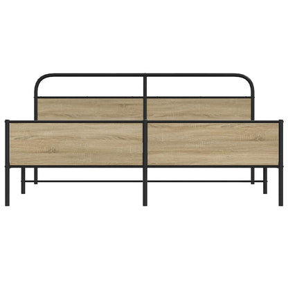 vidaXL Metal Bed Frame without Mattress Smoked Oak 183x213 cm