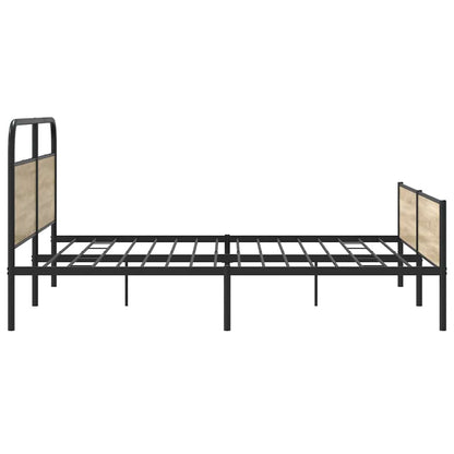 vidaXL Metal Bed Frame without Mattress Smoked Oak 183x213 cm