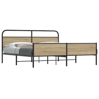 vidaXL Metal Bed Frame without Mattress Smoked Oak 183x213 cm