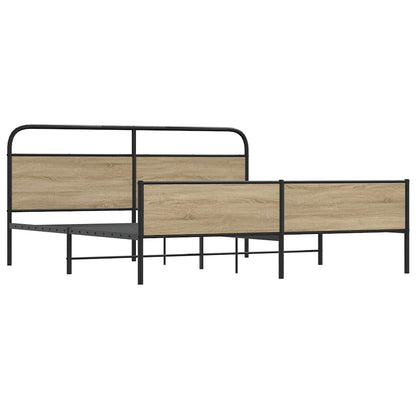 vidaXL Metal Bed Frame without Mattress Smoked Oak 150x200 cm King Size