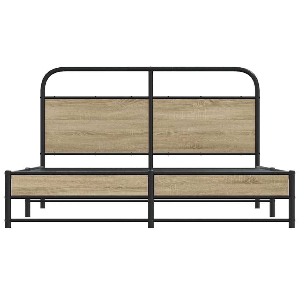 vidaXL Metal Bed Frame without Mattress Smoked Oak 160x200 cm