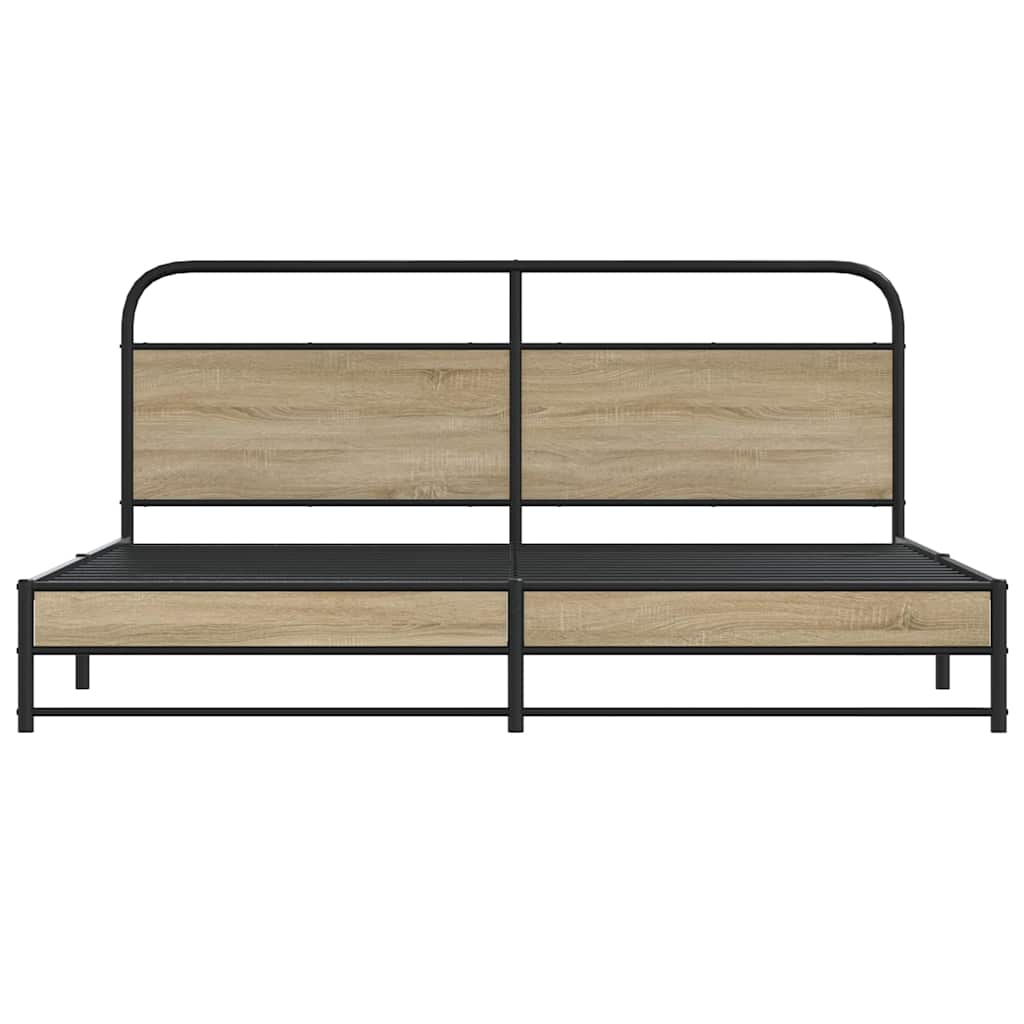 vidaXL Metal Bed Frame without Mattress Smoked Oak 180x200 cm Super King