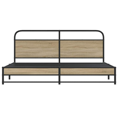 vidaXL Metal Bed Frame without Mattress Smoked Oak 180x200 cm Super King