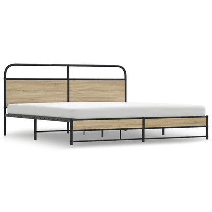 vidaXL Metal Bed Frame without Mattress Smoked Oak 183x213 cm