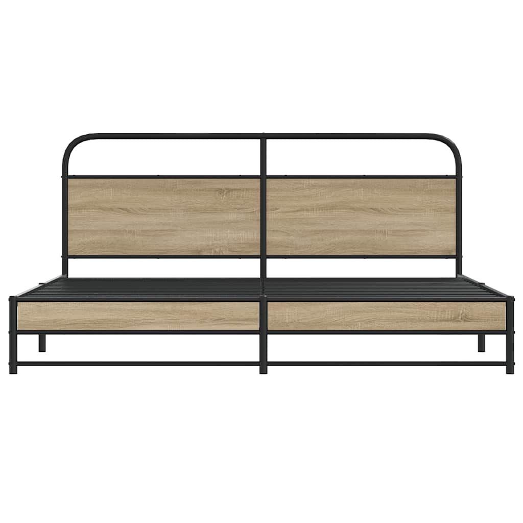 vidaXL Metal Bed Frame without Mattress Smoked Oak 183x213 cm
