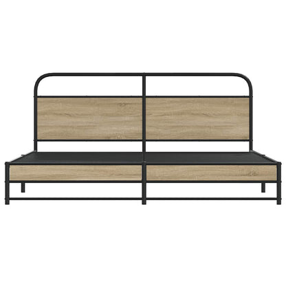 vidaXL Metal Bed Frame without Mattress Smoked Oak 183x213 cm