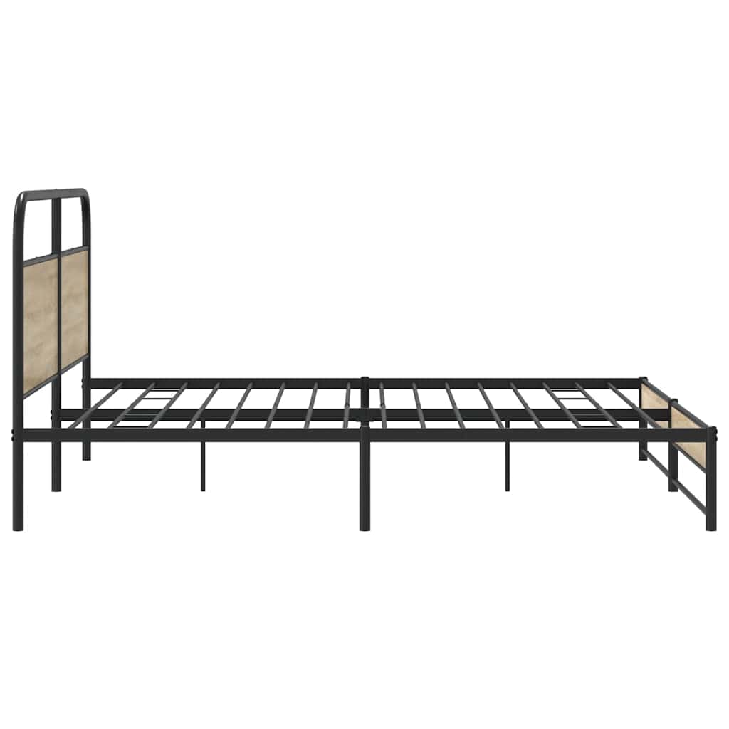 vidaXL Metal Bed Frame without Mattress Smoked Oak 183x213 cm