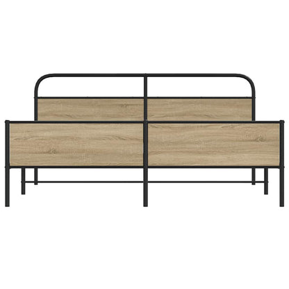 vidaXL Metal Bed Frame without Mattress Smoked Oak 193x203 cm
