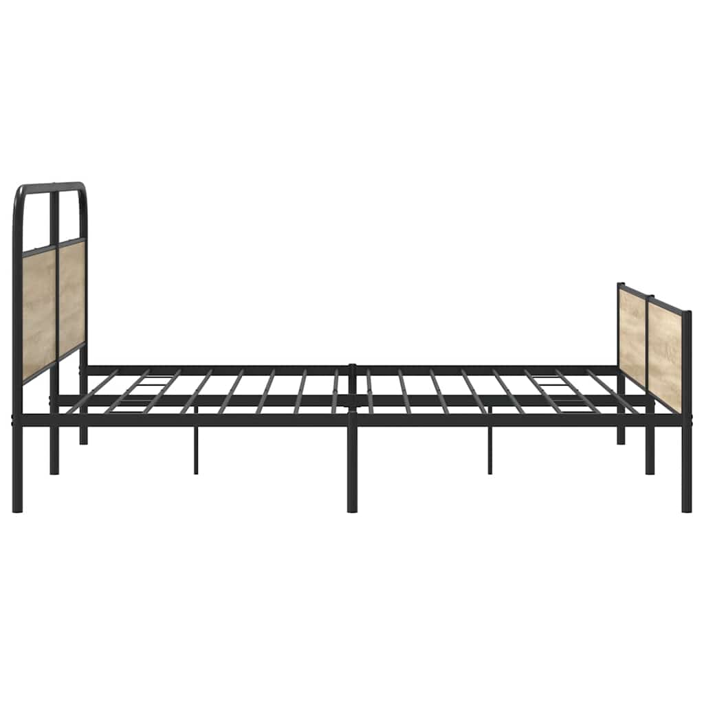 vidaXL Metal Bed Frame without Mattress Smoked Oak 193x203 cm