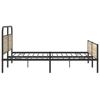vidaXL Metal Bed Frame without Mattress Smoked Oak 193x203 cm