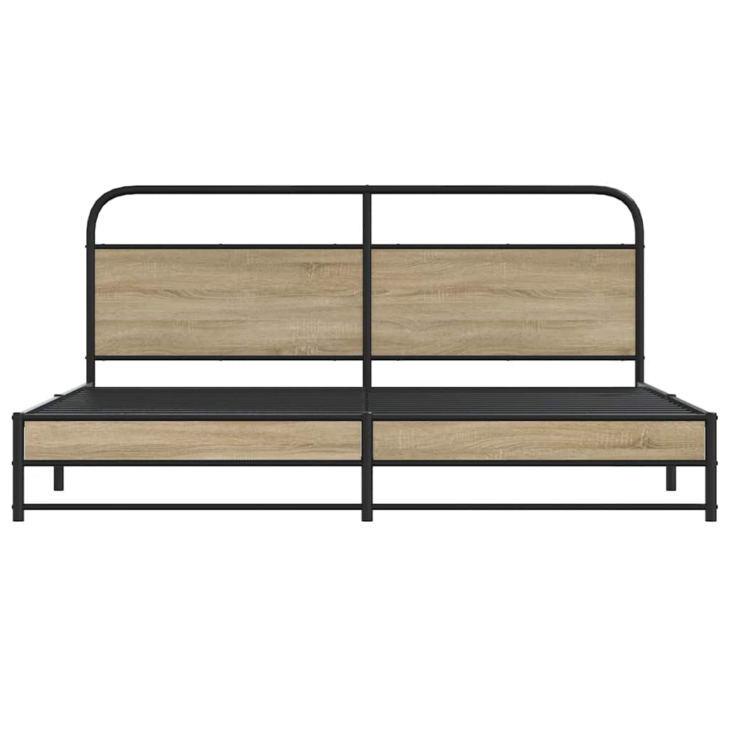 vidaXL Metal Bed Frame without Mattress Smoked Oak 200x200 cm