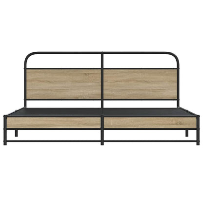 vidaXL Metal Bed Frame without Mattress Smoked Oak 200x200 cm