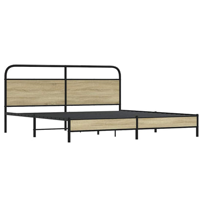 vidaXL Metal Bed Frame without Mattress Sonoma Oak 180x200 cm Super King