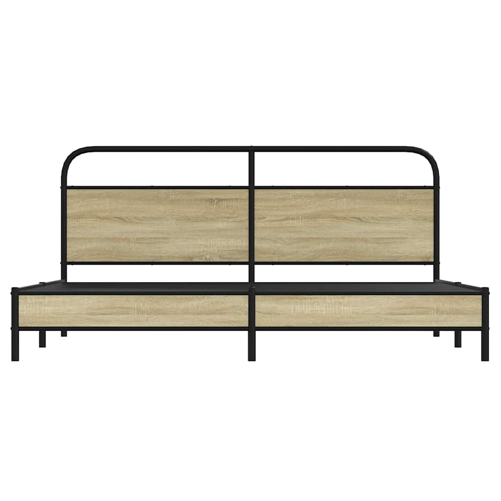 vidaXL Metal Bed Frame without Mattress Sonoma Oak 180x200 cm Super King