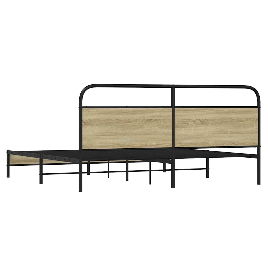 vidaXL Metal Bed Frame without Mattress Sonoma Oak 180x200 cm Super King