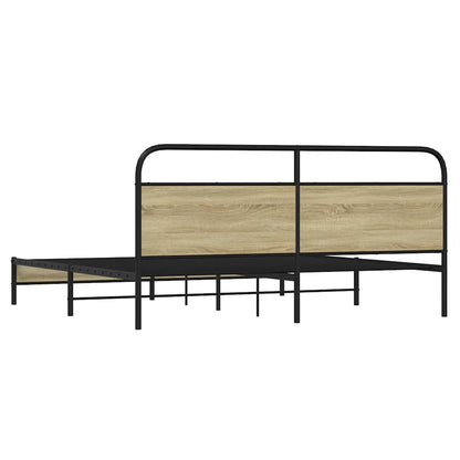 vidaXL Metal Bed Frame without Mattress Sonoma Oak 180x200 cm Super King