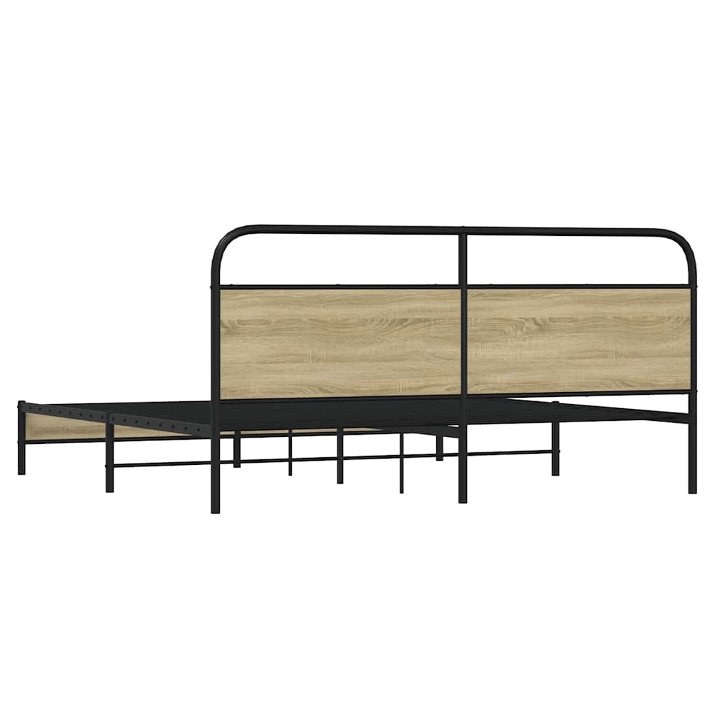 vidaXL Metal Bed Frame without Mattress Sonoma Oak 183x213 cm