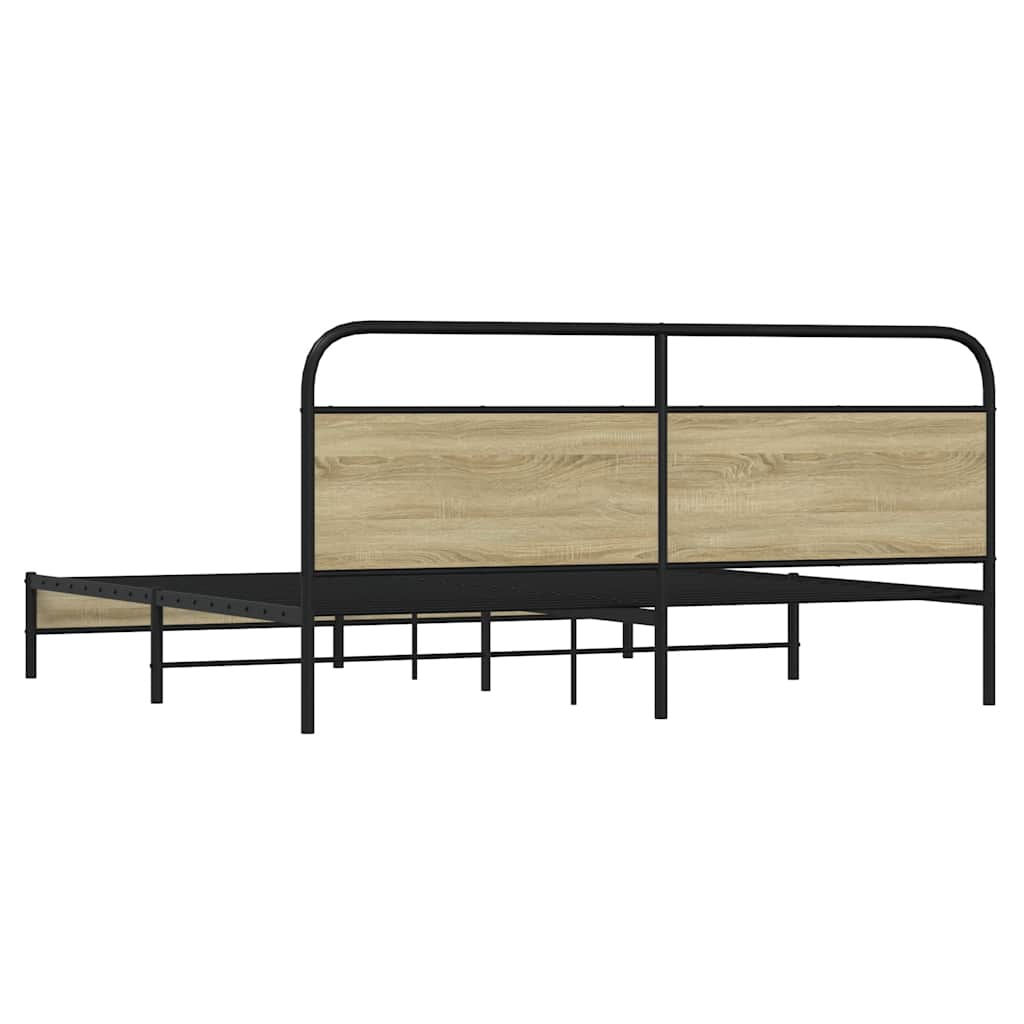 vidaXL Metal Bed Frame without Mattress Sonoma Oak 193x203 cm