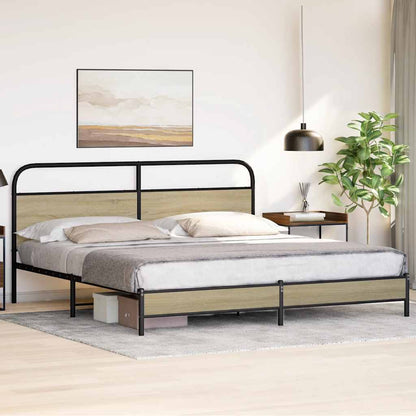 vidaXL Metal Bed Frame without Mattress Sonoma Oak 200x200 cm