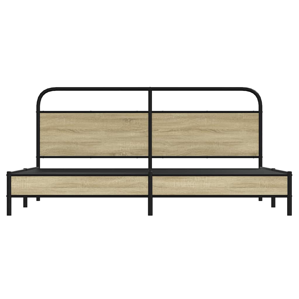 vidaXL Metal Bed Frame without Mattress Sonoma Oak 200x200 cm