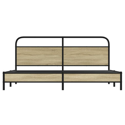vidaXL Metal Bed Frame without Mattress Sonoma Oak 200x200 cm