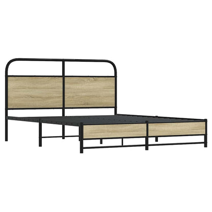 vidaXL Metal Bed Frame without Mattress Sonoma Oak 160x200 cm