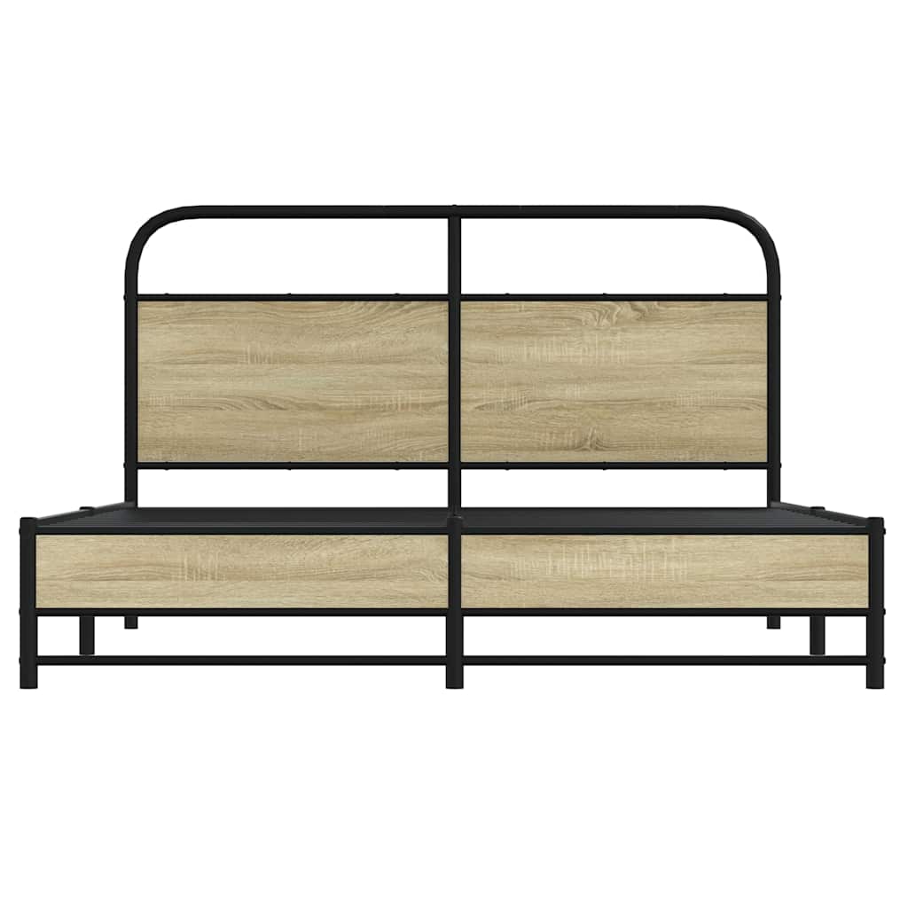 vidaXL Metal Bed Frame without Mattress Sonoma Oak 160x200 cm