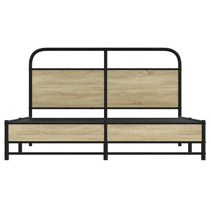 vidaXL Metal Bed Frame without Mattress Sonoma Oak 160x200 cm