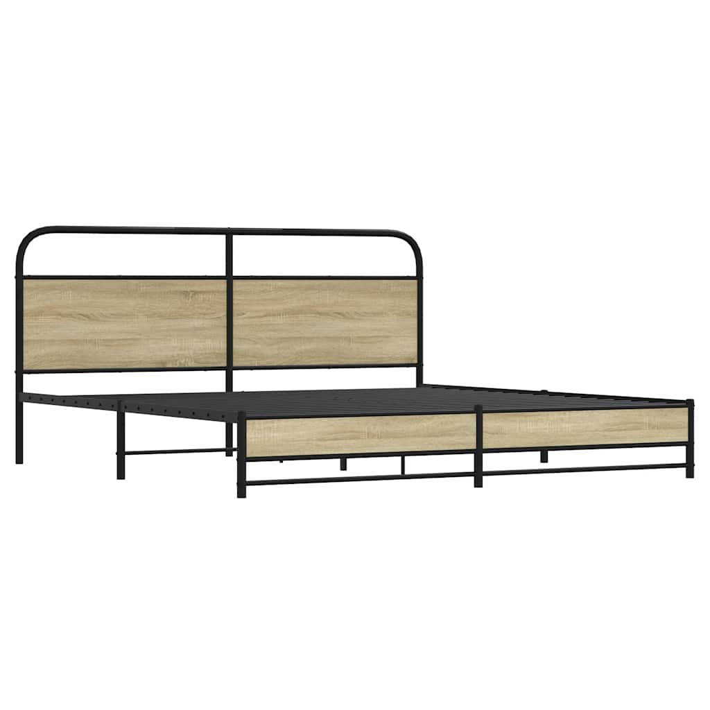 vidaXL Metal Bed Frame without Mattress Sonoma Oak 180x200 cm Super King