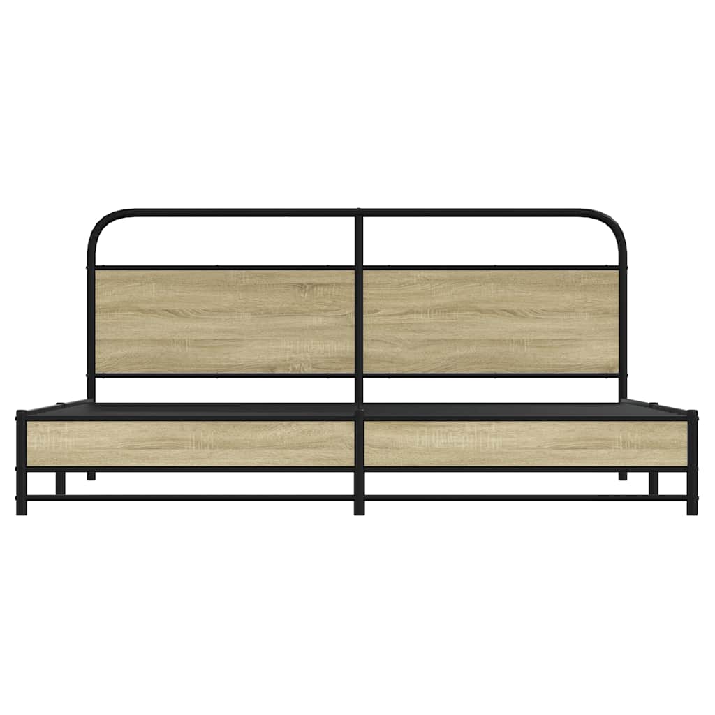 vidaXL Metal Bed Frame without Mattress Sonoma Oak 180x200 cm Super King