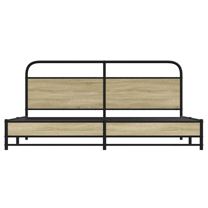 vidaXL Metal Bed Frame without Mattress Sonoma Oak 180x200 cm Super King
